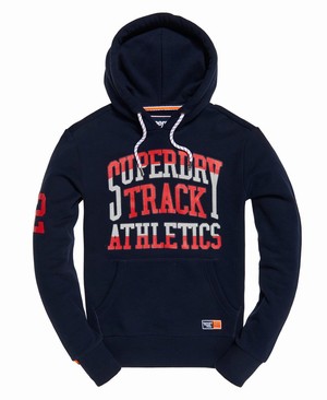 Superdry Track & Field Férfi Kapucnis Pulóver Sötétkék | YLTMP4210